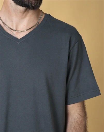 Elsk - V-Neck men's Brushed T-Shirt - Stone Green 